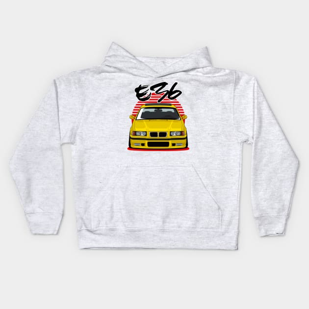 Yellow E36 Kids Hoodie by squealtires